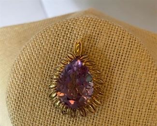 30/ Large Amethyst and 10kt pendant $195