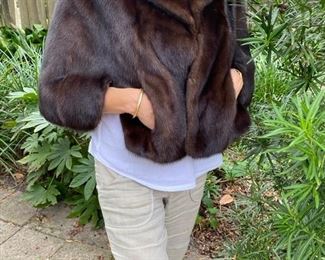 49/ Brown mink cape sz 4 to 8 	beautiful luster			$225
