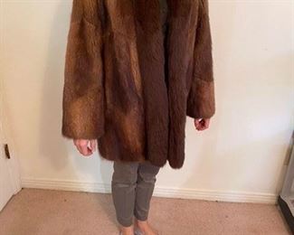 54/ Fox & mink 3/4 coat sz 8 to 12   $399