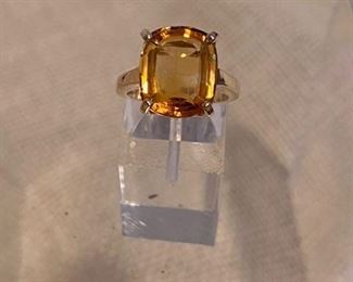 61/ $695 - 14kt yellow gold and citrine over 4 ct, sz 6 