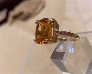 61/ $695 - 14kt yellow gold and citrine over 4 ct, sz 6 