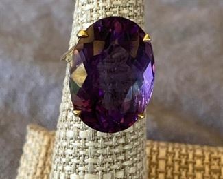 90. Amethyst ring on 14kt yellow gold $395 