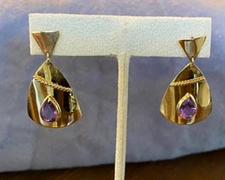 95. 18kt gold earrings and Amethyst $795