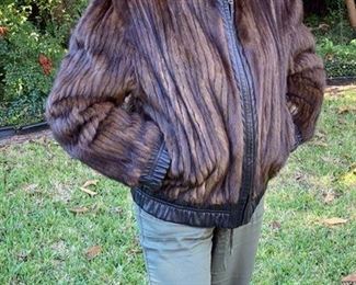 99. Mink reversible leather jacket  size 6-10  $275