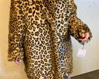 #123 - $95 - faux leopard 3/4 coat . Size 2X 
