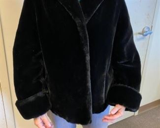 #124 - $150 - black shearling short jacket - size 10 