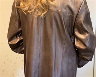 #127 - $95 - Metal color leather jacket with fur collar 