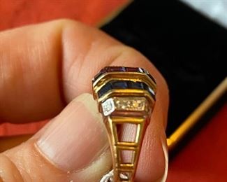 #134 - 18kt gold and sapphires ring for pinkie or small fingers , could be enlarge $225