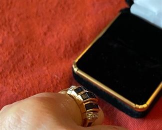 #134 - 18kt gold and sapphires ring for pinkie or small fingers , could be enlarge $225