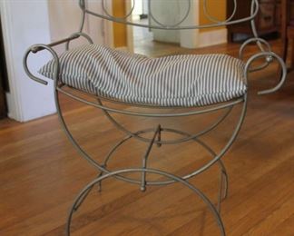 #4. $40.00. Vanity bench metal framed 26”h X 24.5”w X 16”d