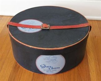 #6. $25.00. Grace Downs flight school hat box 1950s 6” X 15.5” diameter