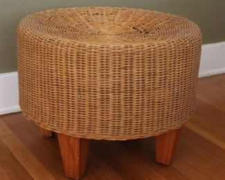 #5 . $60.00. Wicker stool small wear to top see pictures 15”h X 20” diameter