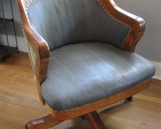 #23. $50.00. Desk chair on wheels 32”h X 24”w X 24”d