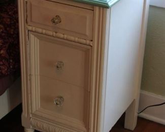 #36. $40.00. Painted bedside cabinet 30”h X 14.5”w X 18”d