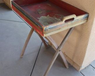 #47. $25.00. Tray with folding base pretty worn from elements outside 29”h X23”w X 17”d
