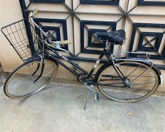 #103 $75.00 fun 1960s bicycle with basket rides nice.