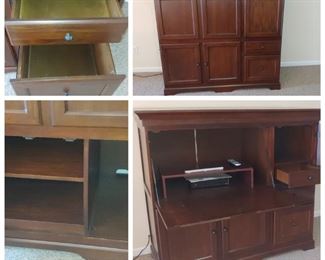 Pottery Barn entertainment center with storage drawers