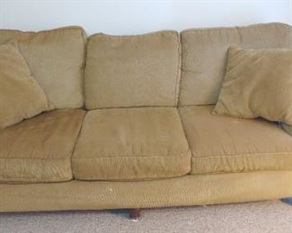 Designer Alan white corduroy couch has matching chair
