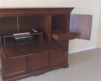 Pottery Barn entertainment center with storage drawers