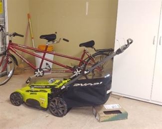 Tandem bicycle & lawnmower