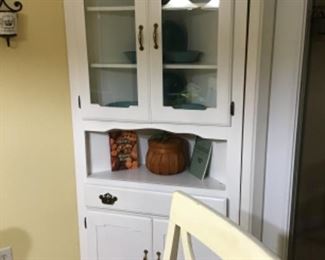 White pine painted corner cabinet