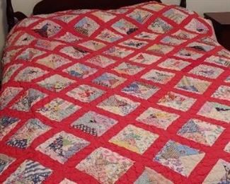 Fabulous Antique all handmade hand stitched red quilt.