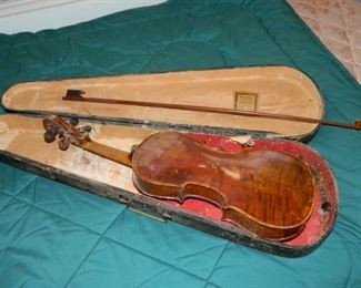 #2 Antique Violin, Bow and Wood case - condition issues $125