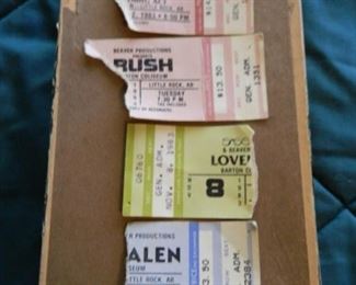 1980's concert ticket stubs  STYX, RUSH, Loverboy and Van Halen - $10