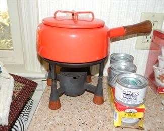 Fondue pot w/Sterno cans- $20