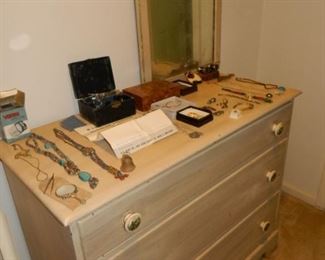 Chest w/mirror  $175                                                                               Jewelry items - priced as marked