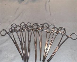 Lot of Nine 6.5 Inch Curved Hemostat Locking Forceps Location Shelf 7