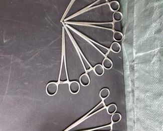 Lot of 9 . 6 Columbia Stainless Clip Medical Instruments. and 3 Similar Clips all Different Brands