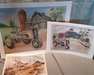Lot of 3 John Deere Tractor Paint Prints