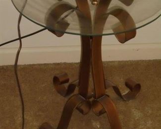 Small metal & round glass top table