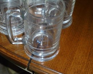 7 new glass mugs w/'H' monogram 