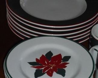 6 Christmas plates & 6 desert plates