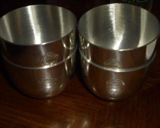 4 Pewter Dupont drink containers 