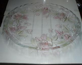 NIB  14" 'Festive Rose' Hostess Platter 
