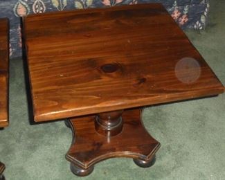 1 of 2 matching pine end tables