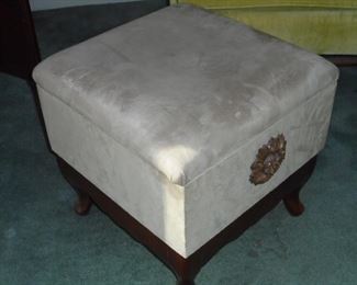 Tan suede footed stool 