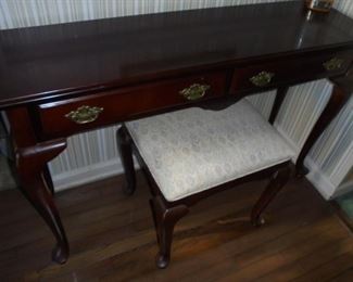 Solid wood hall table and matching stool