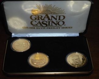 3 Elvis gold coins  1997-1998 Grand Casino in case