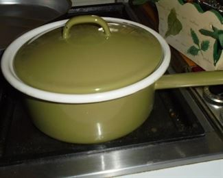 Green enamel ware sauce pan