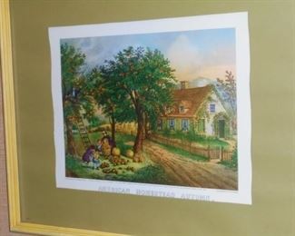 Framed & matted picture 'American Homestead Autumn' Currier & Ives