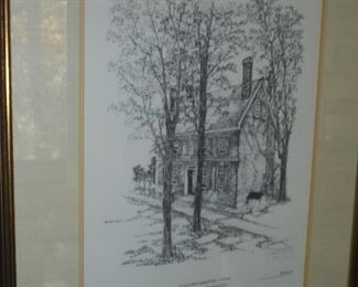 Framed & matted 'Locust Grove' - 1790 Louisville Ky  signed Elizabeth  Luallen  #652/1000  Plate 1