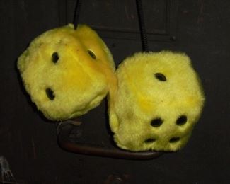 Pair yellow fuzzy dice