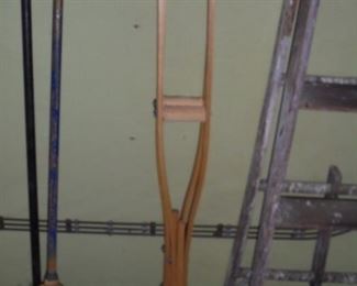 Pair wood crutches