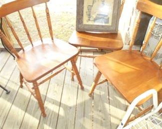 3 matching maple wood chairs