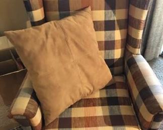 Hickory High Back Plaid Chair