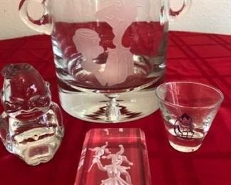 ROJ Mirth Crystal Ice Bucket, Figurines, Shot Glass